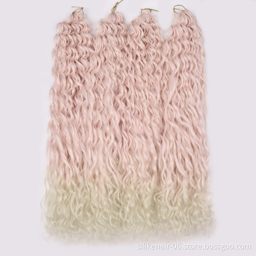 Kinky Curly Water Deep Wave Crochet Hair Soft Long 24Inch Braiding Hair Wavy Ombre Goddess Braiding Synthetic Hair Extensions